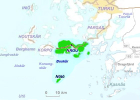 Skärgården Åbo - karta Nagu